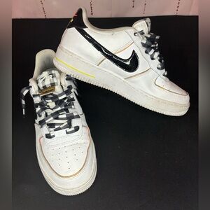 Big Kids New Nike Air Force 1 Low (GS) Fresh White Black Bright Crimson